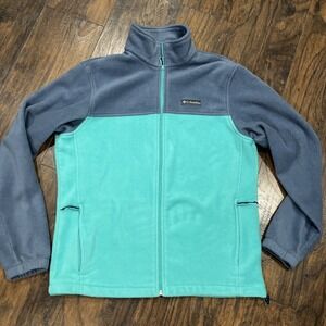 Columbia Womens Color Block Benton Springs Fleece Full Zip Pockets Jacket Coat L